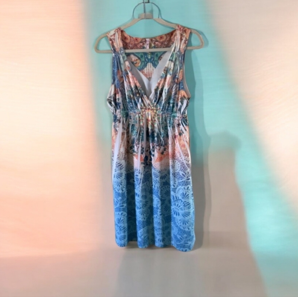 Kiara Beach coverup size Med or summer dress tie dye look blue pink oran…